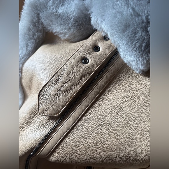 NWT **The Arrivals** Moya Tan Shearling/Leather Jacket - Picture 12 of 16